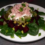 Beet and tuna salads