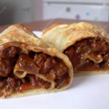 Crepes rolls with minced meat