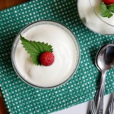 Cream cheese dessert with rhubarbs