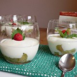 Cream cheese dessert with rhubarbs