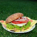 Home-made burger with Havarti cheese